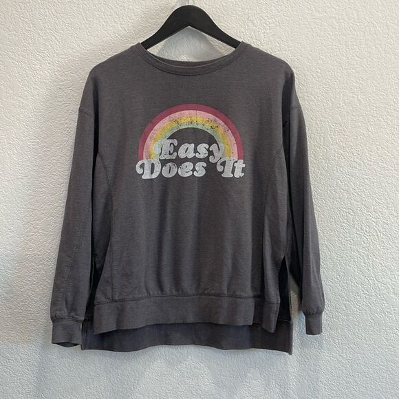 Wildfox Gray Easy Does It Printed Graphic Sweatshirt Size Medium - Picture 2 of 9